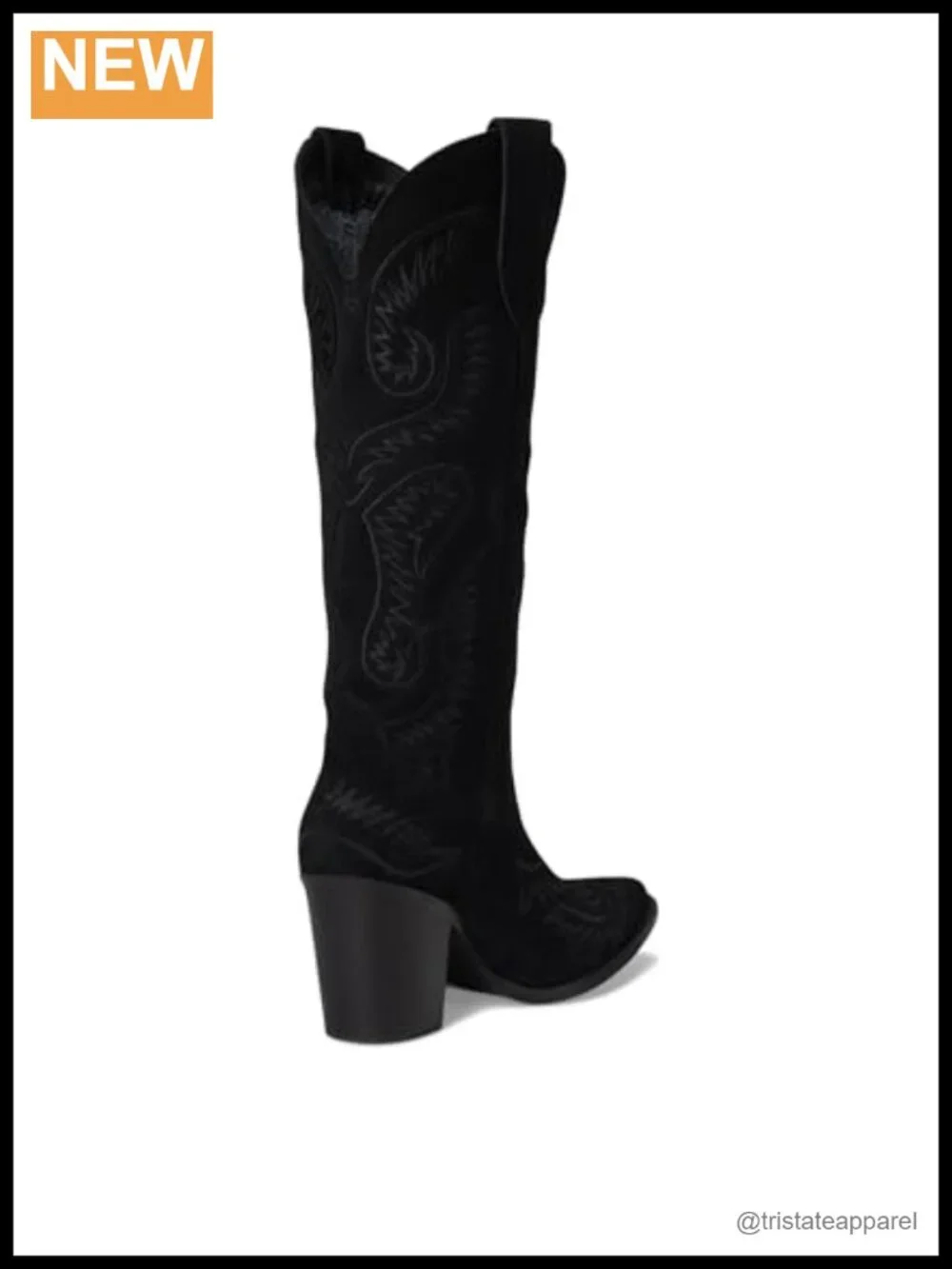 Suede Embroidered Snip Toe Over the Knee Boots, Mid Heel, Pull-On, Block Heel,